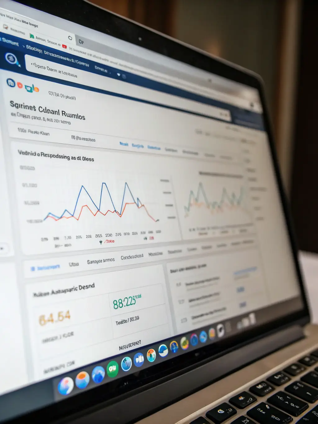 An image representing SEO analysis, with charts showing improved website ranking and organic traffic growth.