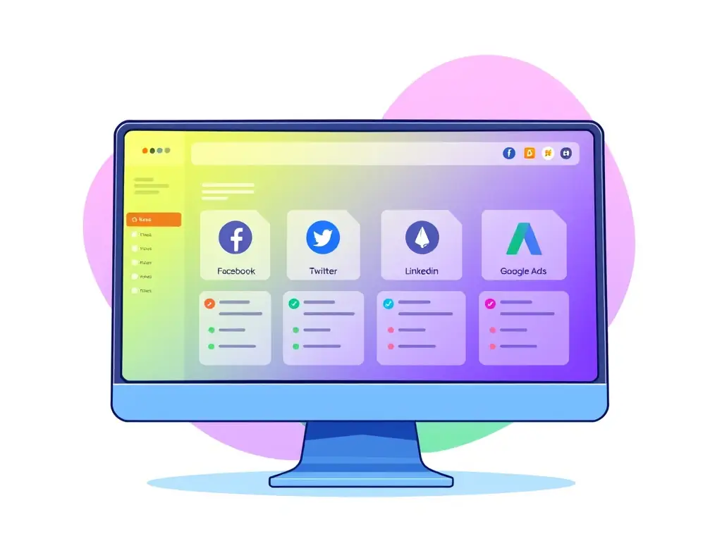A dynamic image showing various ad formats and targeting options on a digital screen, representing DIGIWIZ's proficiency in managing paid advertising campaigns. The image should convey a sense of precision and optimized ad spend.